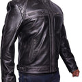 VearFit Rebond Rub Off Vintage Trend Real Leather Jacket Black for Men