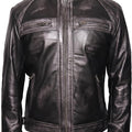 VearFit Rebond Rub Off Vintage Trend Real Leather Jacket Black for Men