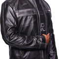 VearFit Rebond Rub Off Vintage Trend Real Leather Jacket Black for Men